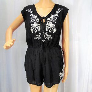 Rampage Black Embroidered Romper